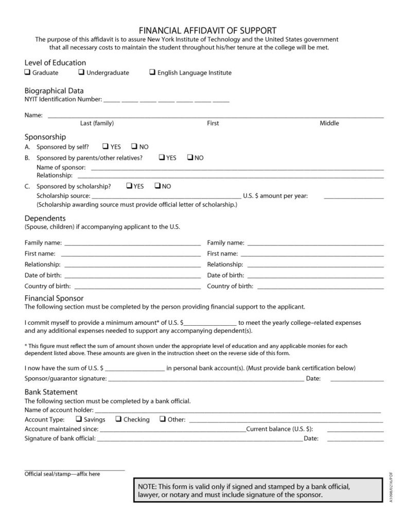 48 Sample Affidavit Forms & Templates (Affidavit of Support Form ...