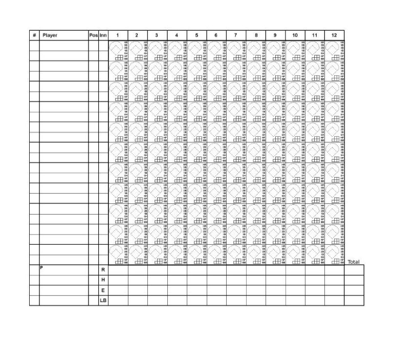 30+ Printable Baseball Scoresheet / Scorecard Templates - Free Template ...