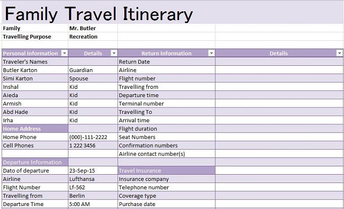 30 Itinerary Templates Travel Vacation Trip Flight Free 