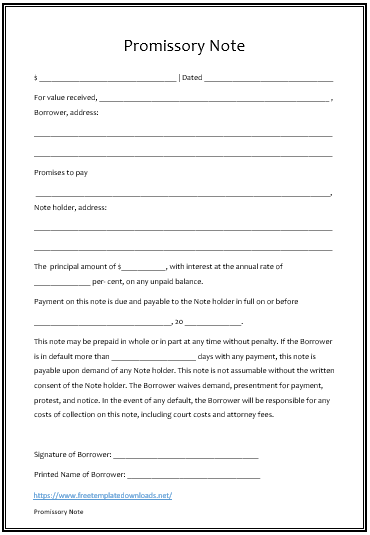 10 Free Promissory Note Templates - Free Template Downloads