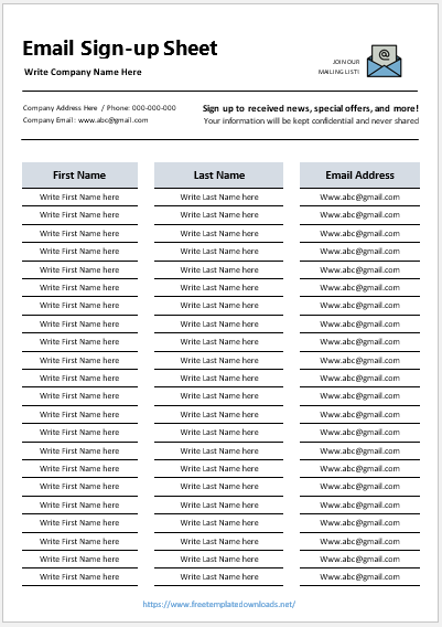 10 Free Sign Up Sheet Templates Word Free Template Downloads 9436