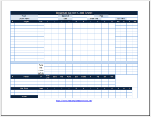 10 Free Printable Baseball Scoresheet Templates - (MS Excel)