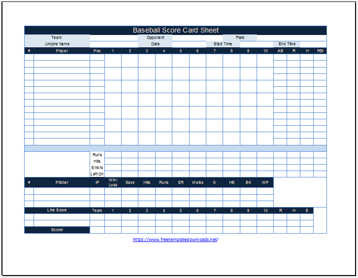 Free Printable Baseball Scoresheet Template 03