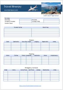 Free Itinerary Templates - Free Template Downloads