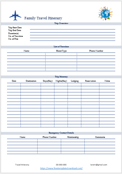 Free Itinerary Template 04