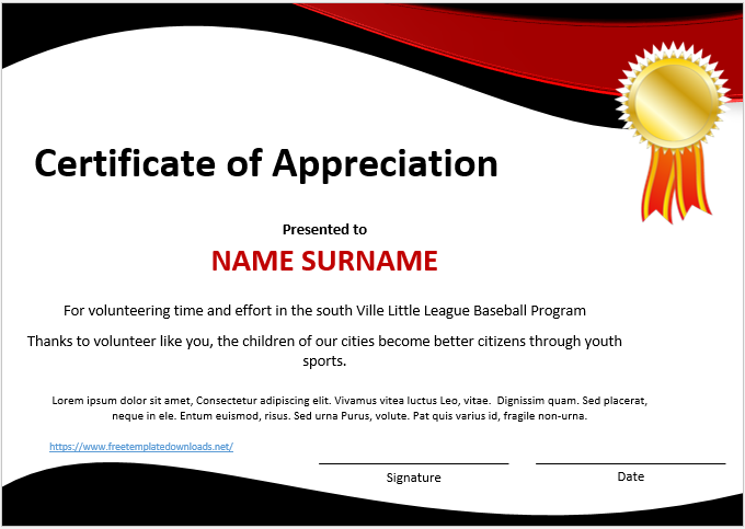 Free Certificate of Appreciation Template 08