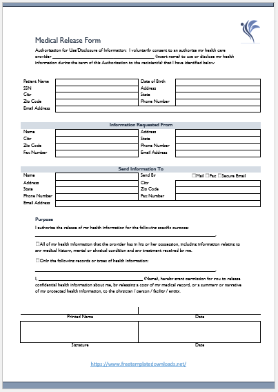 Free Medical Release Form Template 01