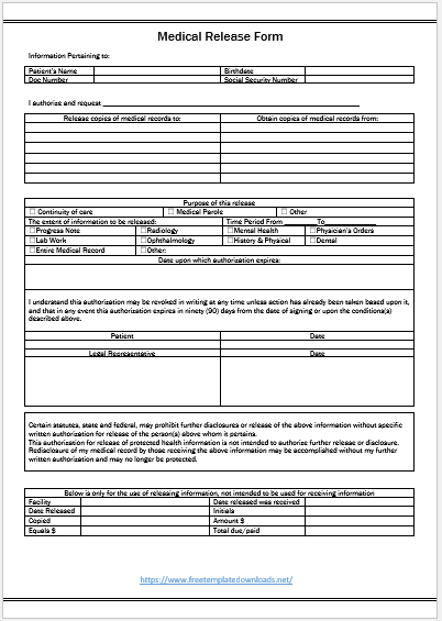 Free Medical Release Form Template 04