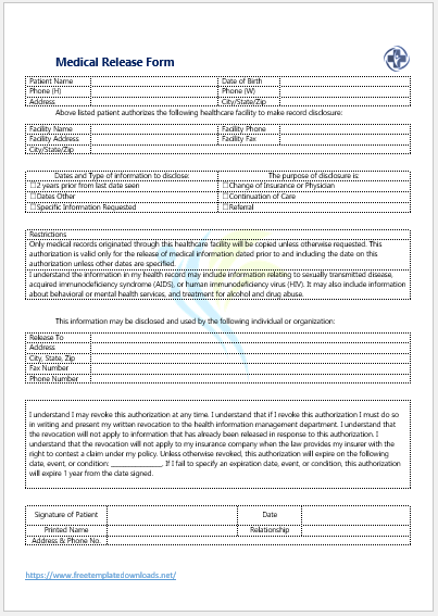 Free Medical Release Form Template 05
