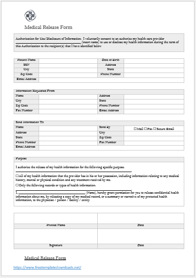 Free Medical Release Form Template 07