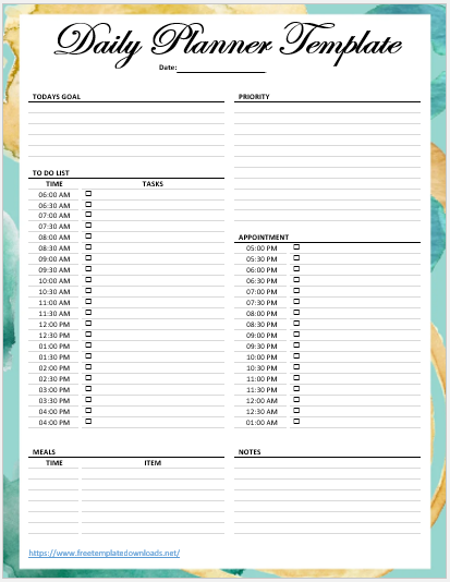 Free Daily Planner Template 07