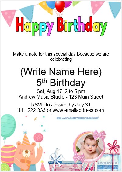 05 Free Kids Birthday Invitation Templates - Free Template Downloads