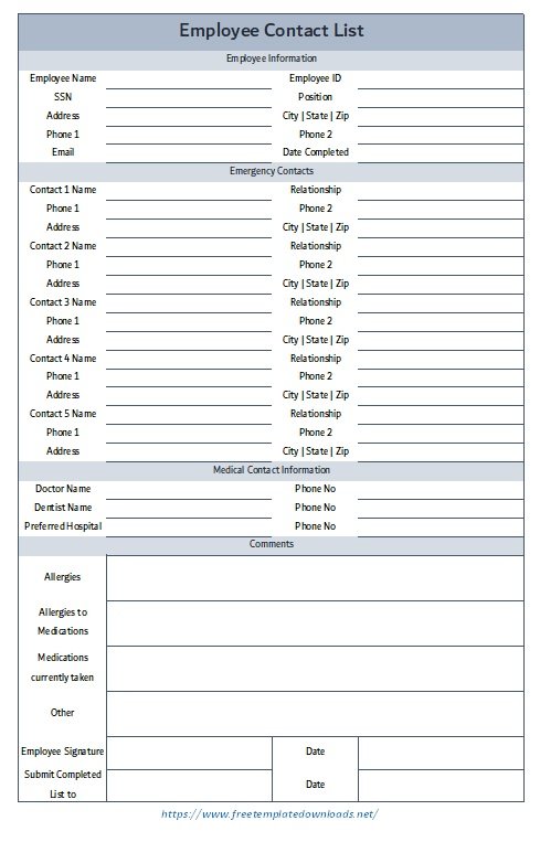 contact list template 02