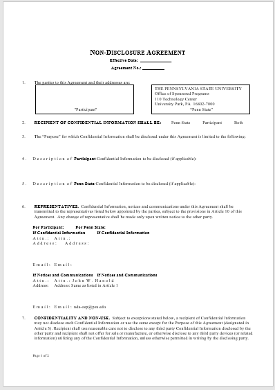 Non-Disclosure Agreement Template 05