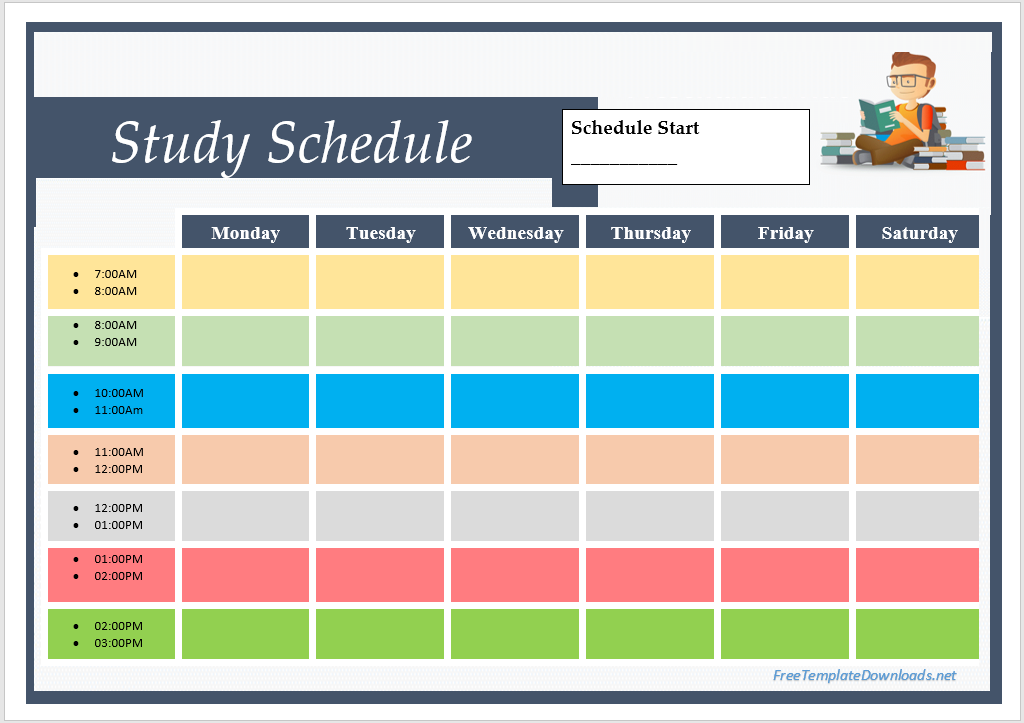 Study Schedule Template Google Sheets Free