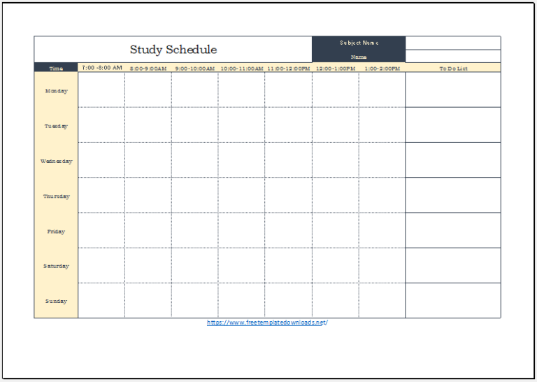 10 Free Study Schedule Templates MS Word & Excel Format