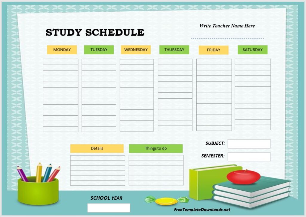 18 Free Study Schedule Templates Ms Excel Format Riset