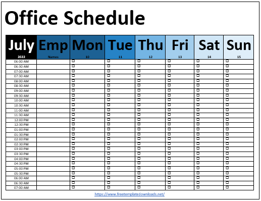 Free Office Schedule Template 02