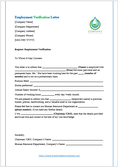 Free Proof of Employment Letter 09