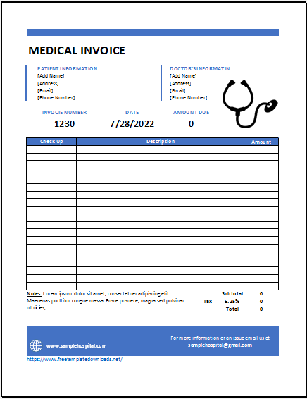 05 Free Medical Invoice Templates - Free Template Downloads