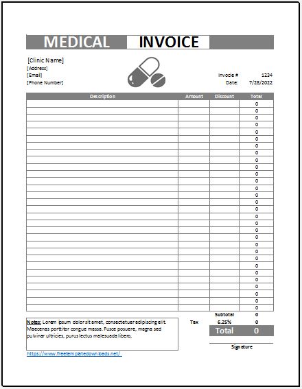 05 Free Medical Invoice Templates - Free Template Downloads