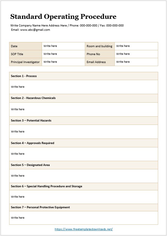 Standard Operating Procedure Templates - Free Template Downloads