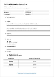 Standard Operating Procedure Templates - Free Template Downloads