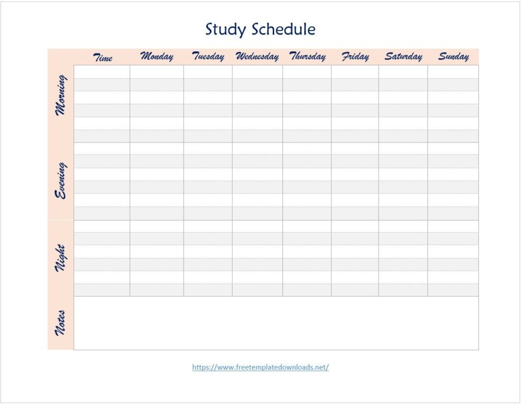 Customizable Study Schedule Template