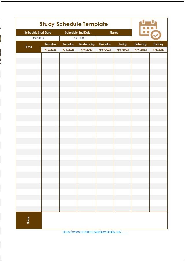 Free Study Schedule Template