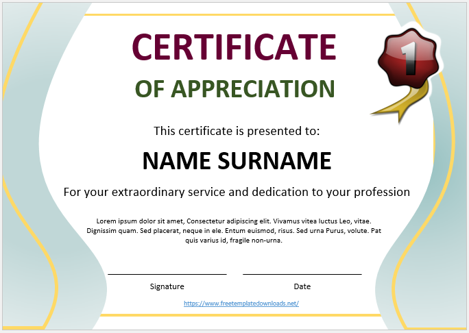 Certificate of Appreciation Template 01