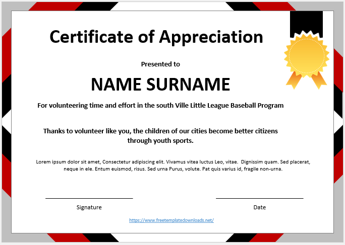 Certificate of Appreciation Template 02