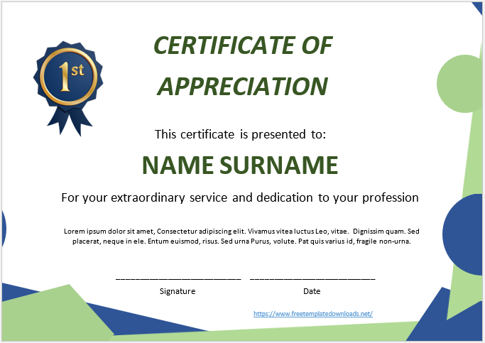 Certificate of Appreciation Template 03