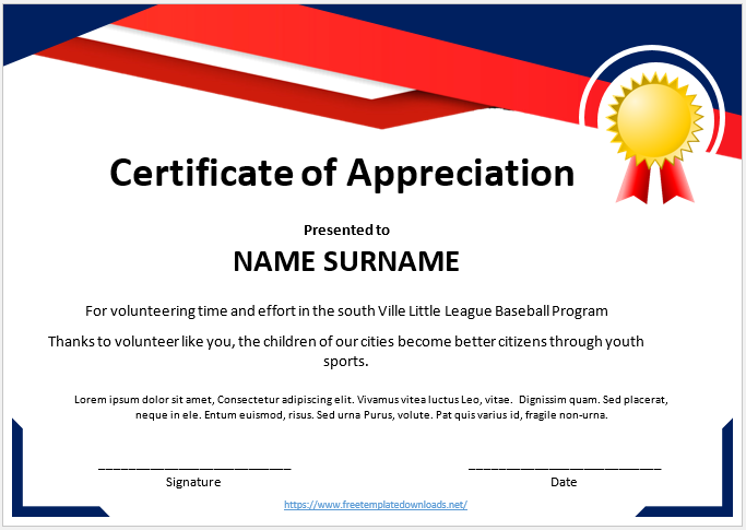 Certificate of Appreciation Template 04