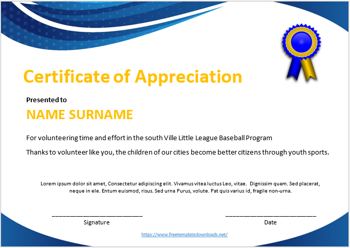 Certificate of Appreciation Template 07