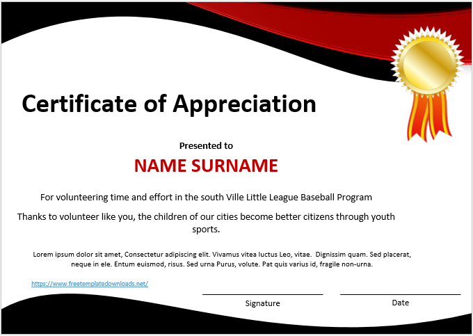 Certificate of Appreciation Template 08