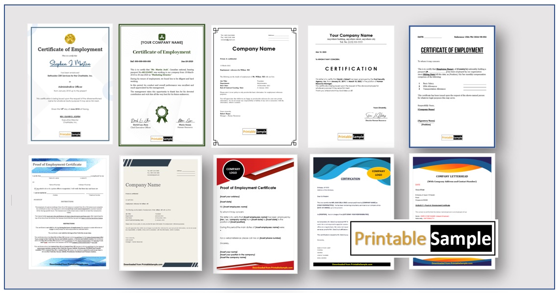 Employment Certificate Templates