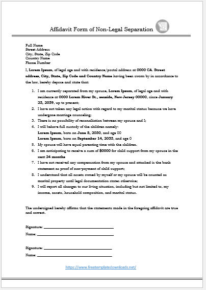 Fillable Affidavit Forms Template 01