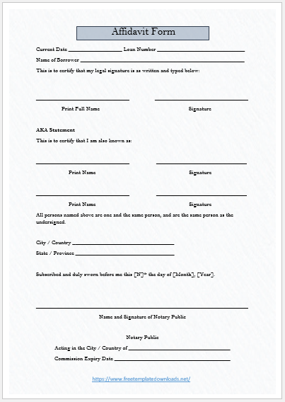 Fillable Affidavit Forms Template 04