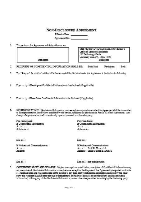 Non-Disclosure Agreement Template 02