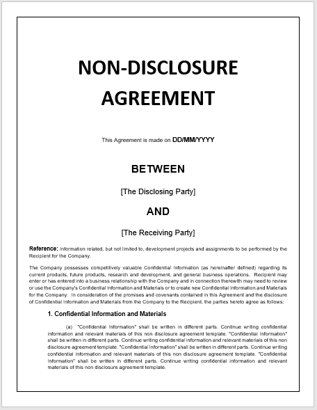 Non-Disclosure Agreement Template 09