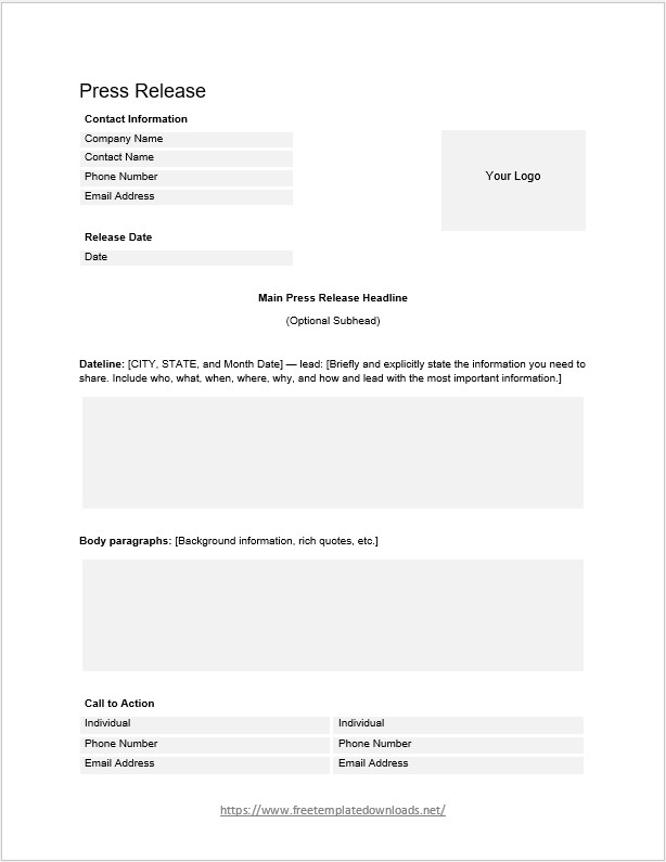 Press Release Template 07