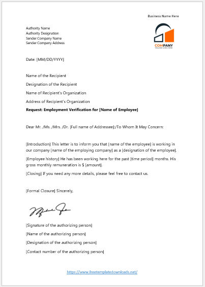 Proof of Employment Letter 02