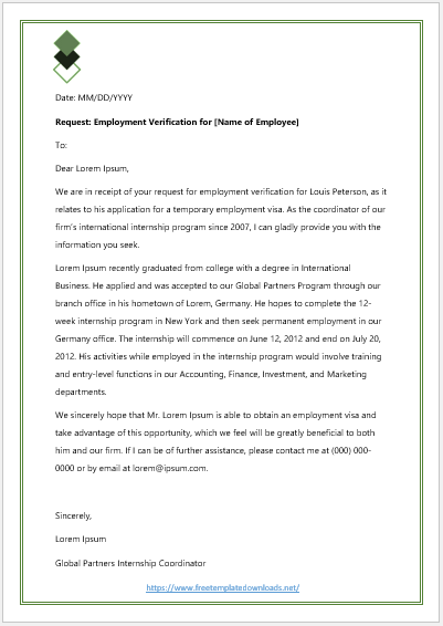 Proof of Employment Letter 04