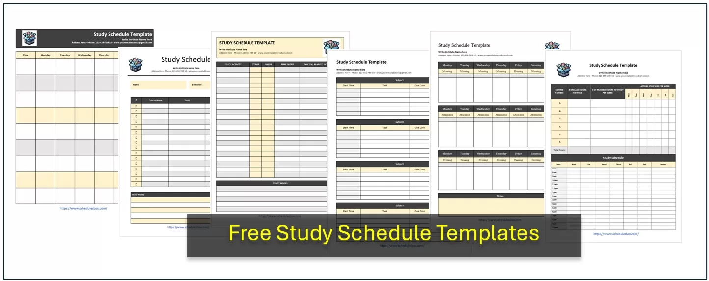 Study Schedule Templates jpg