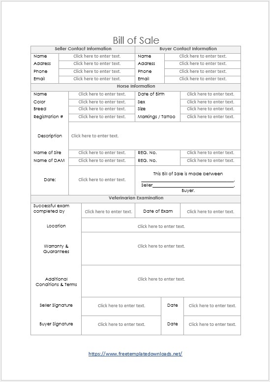 Bill of Sale Template Vol 01