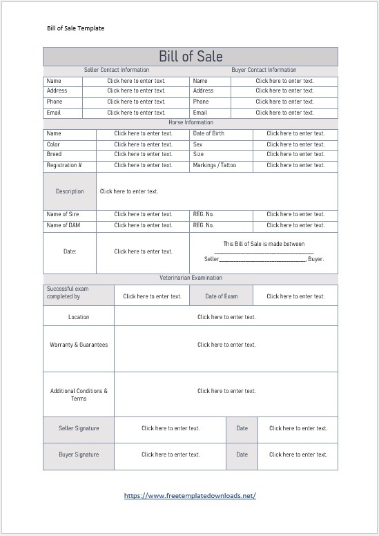 Bill of Sale Template Vol 06