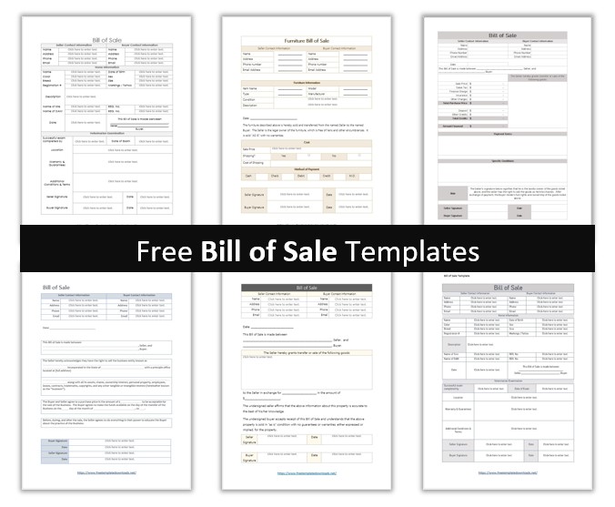 Bill of Sale Templates