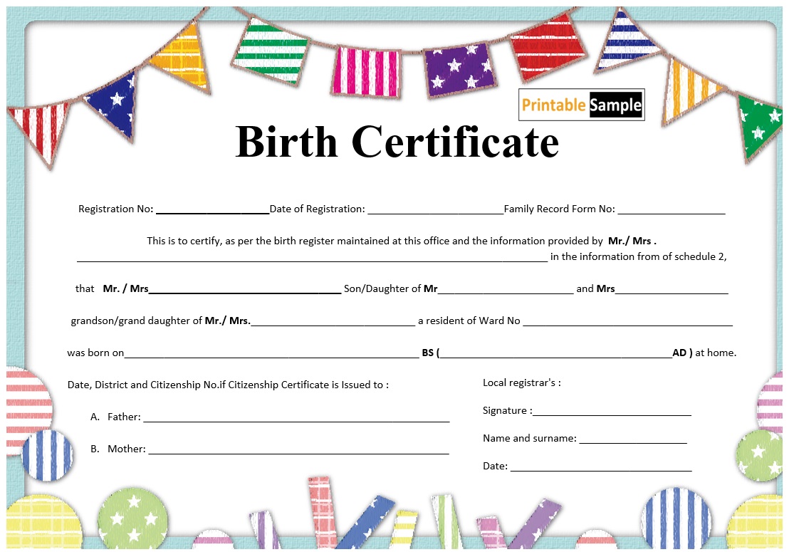 Birth Certificate Template 04