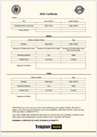 Birth Certificate Template 05