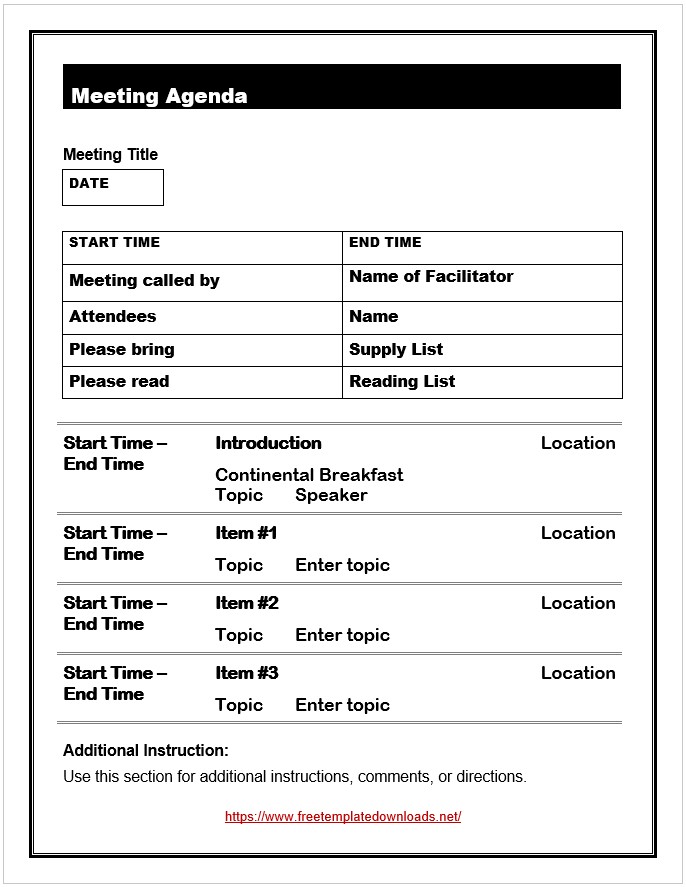 Editable Meeting Agenda Template